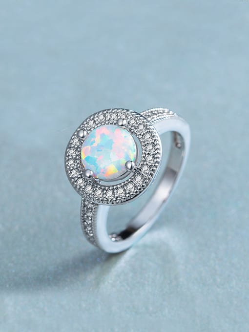 UNIENO 2018 Round Opal Stone Engagement Ring 0