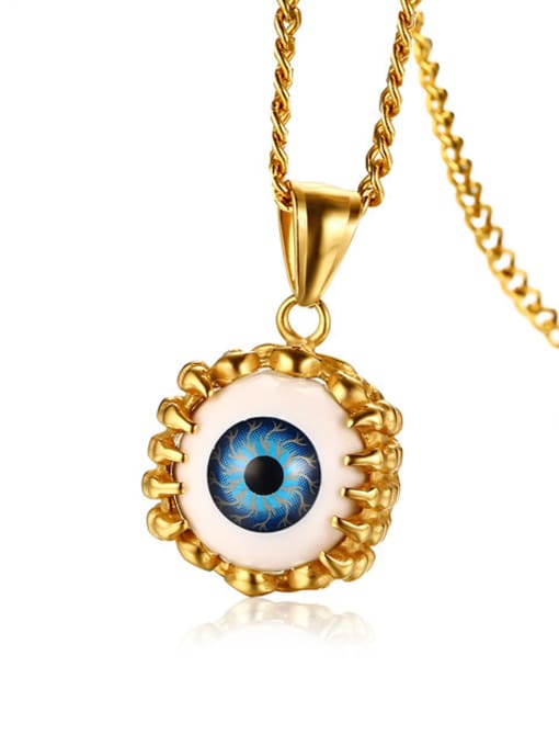 CONG Personality Gold Plated Eye Shaped Stone Titanium Pendant 0