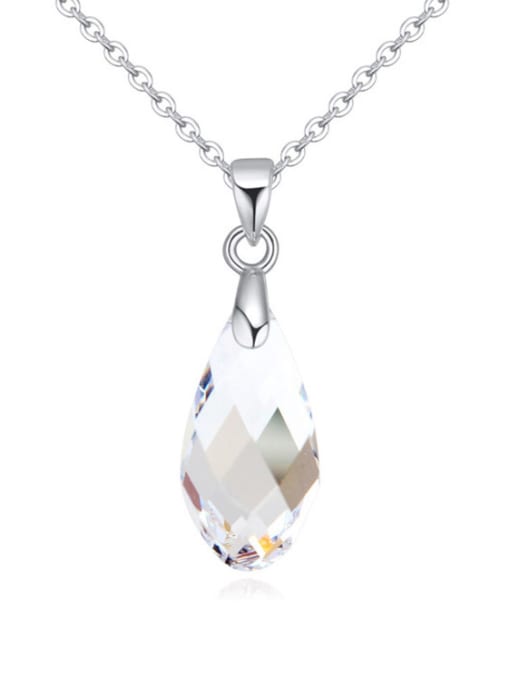 White Simple Water Drop austrian Crystal Pendant Alloy Necklace