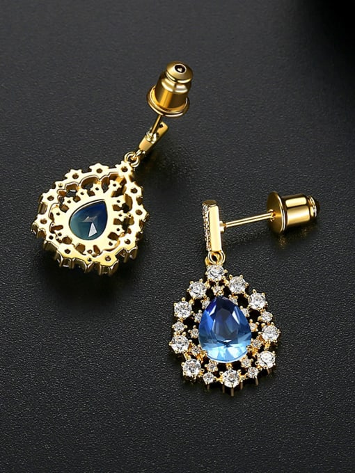 BLING SU Copper With Gold Plated Delicate  Hollow Water Drop Drop Earrings 2