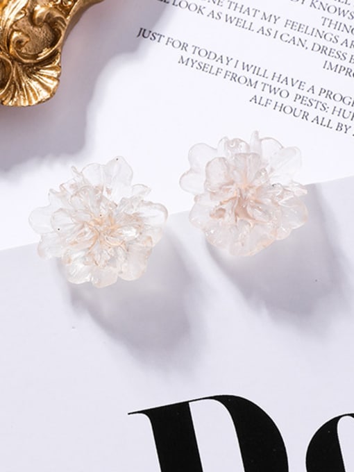 C white Alloy With Rose Gold Plated Cute Flower Stud Earrings