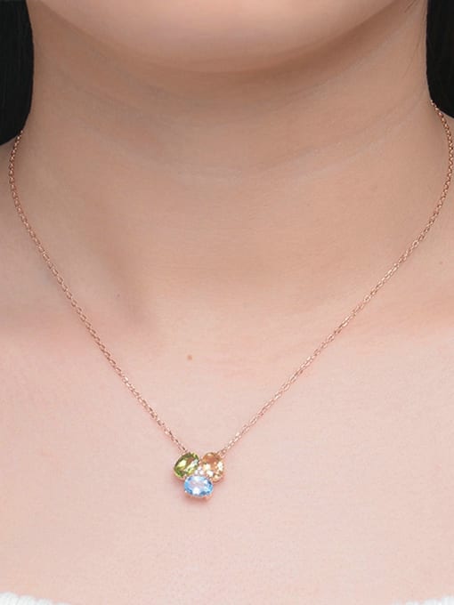 ZK Three Color Topaz Rose Gold Plated Silver Necklace 1