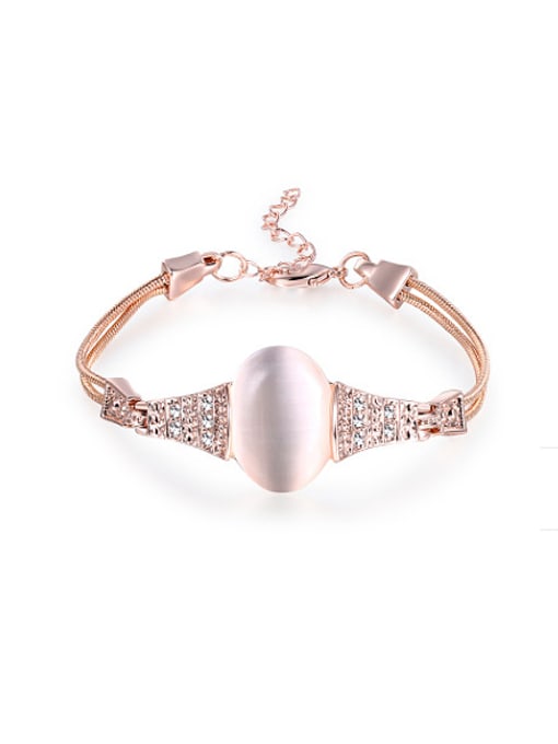 Ronaldo Adjustable Rose Gold Plated Oval Shaped Opal Bracelet 0