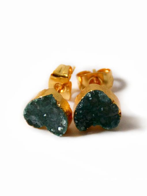 Green Fashion Tiny Heart shaped Natural Crystal Stud Earrings