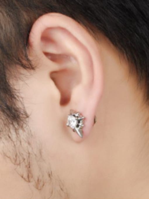 Open Sky Punk style Tiny Cross Zircon Titanium Stud Earrings 1