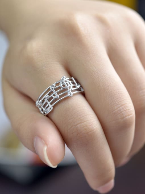 ALI New musical notes copper gold plated zircon rings 2