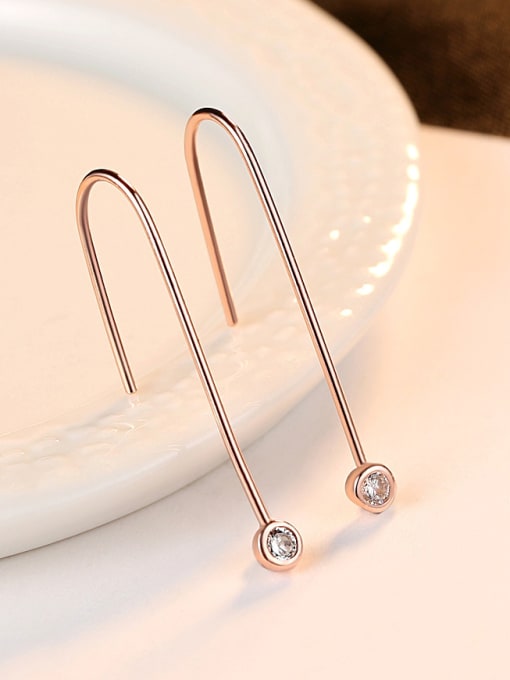 CCUI 925 Sterling Silver With Rose Gold Plated Simplistic Round Hook Earrings 2