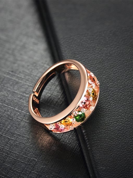 Deli Rose Gold Plated Multi-color Gemstones Multistone ring 0