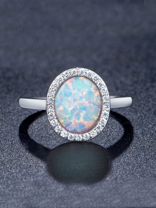 UNIENO White Opal Stone Ring 0