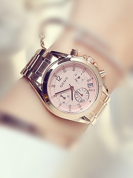 pink GUOU Brand Fashion Business Mechanical Watch
