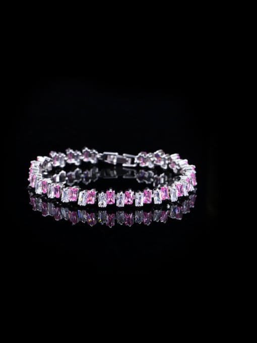 Pink Popular Rectangle AAA Zircon Bracelet