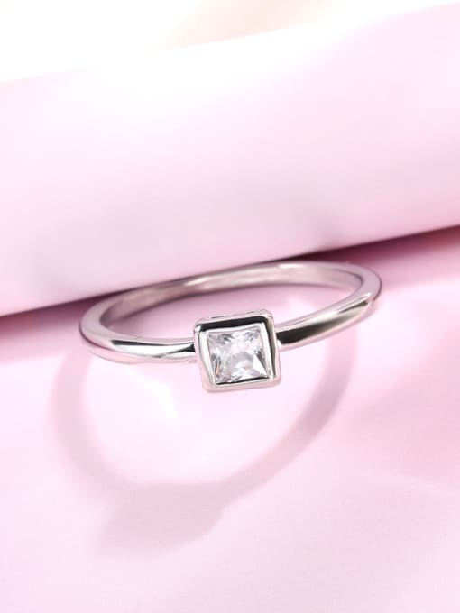 Ronaldo Simply White Gold Plated Rhinestone Square Shaped Ring 3