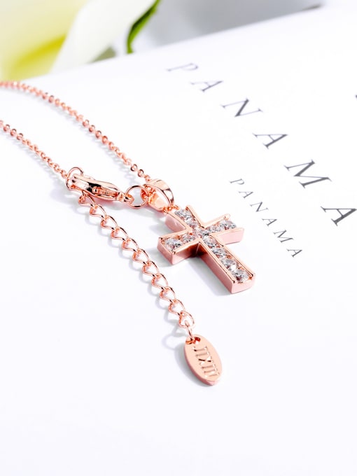 Open Sky Copper With 18k Rose Gold Plated Trendy Cross Necklaces 2