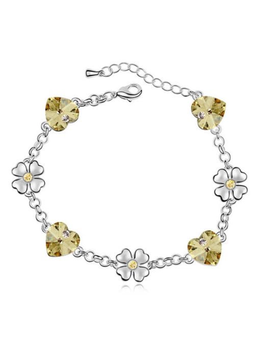 yellow Fashion Heart austrian Crystals Flowers Alloy Bracelet
