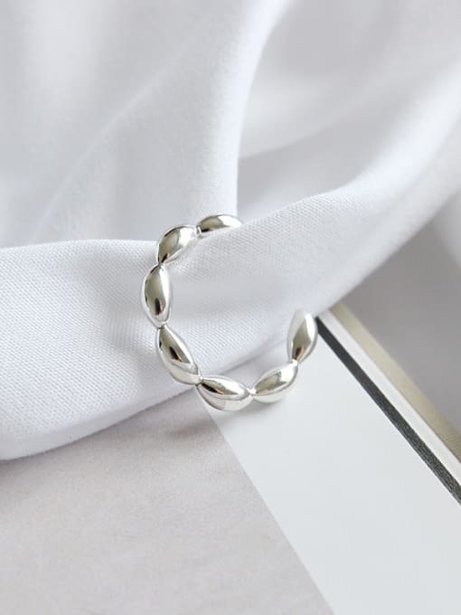 DAKA Sterling Silver simple elliptical bead free size ring 0