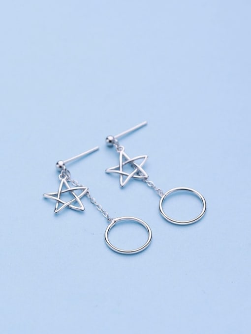 One Silver Star And Round Shaped Stud Earrings 3