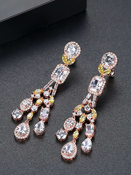 Rose gold Copper With Platinum Plated Delicate Cubic Zirconia Stud Earrings
