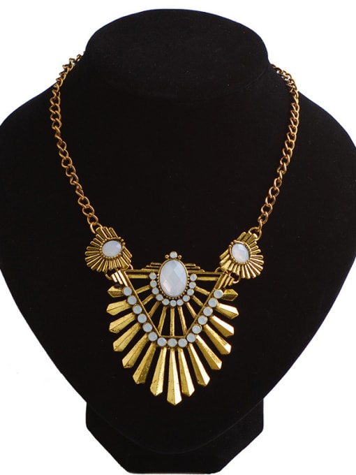 Qunqiu Retro style White Resin Antique Copper Plated Alloy Necklace