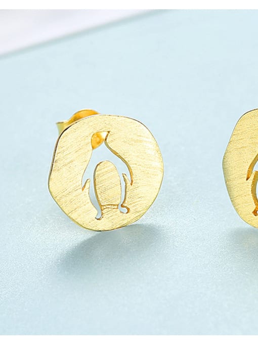 18K-Gold Sterling Silver creative animal Penguin stud