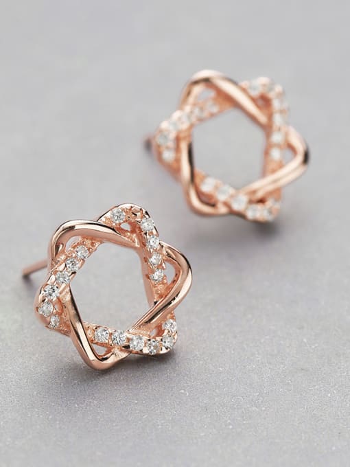 One Silver 2018 Rose Gold Plated Star Shaped Earrings 2