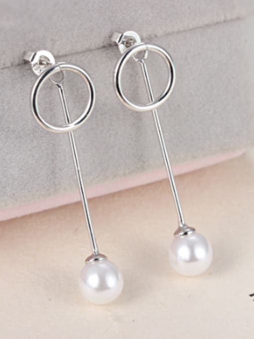 Rosh Simple Hollow Round Imitation Pearl Drop Earrings 1