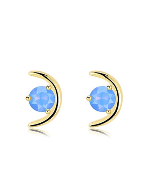 OUXI Simple Moon Opal Stone Stud Earrings 0