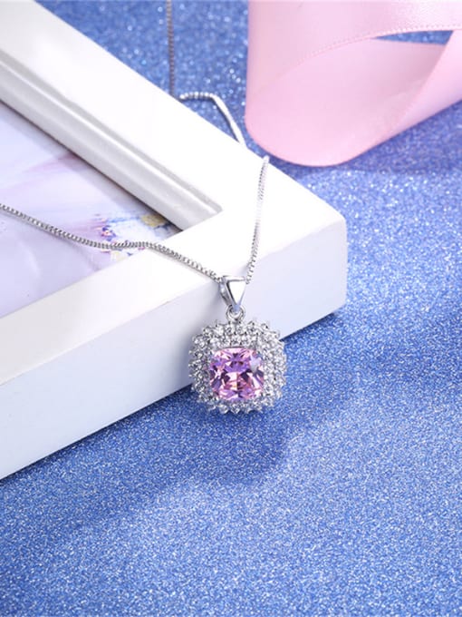 Ronaldo Exquisite Pink Stone 925 Silver Necklace 1