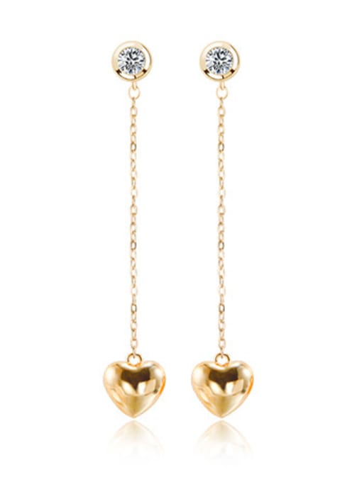 K Gold Plated Women Creative Heart-shaped Tassel threader earring