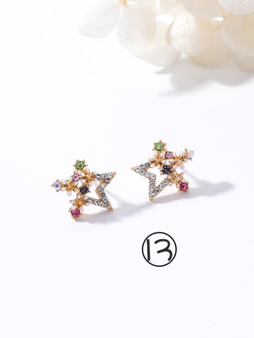 13#K5306 Alloy With Rose Gold Plated Simplistic Flower Stud Earrings