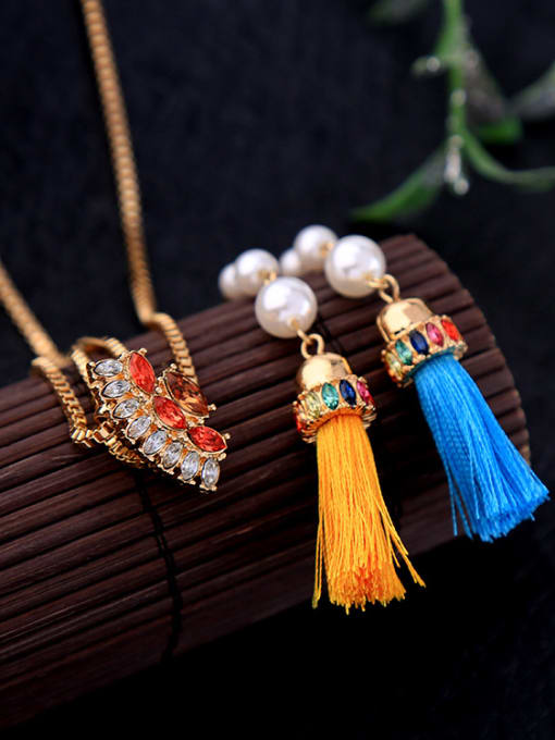 KM Two Color Tassel Long Sweater Necklace 3