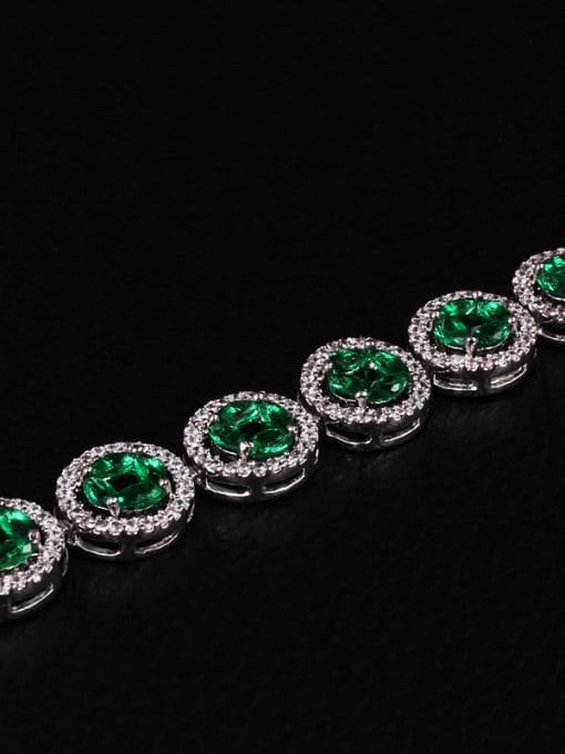 SANTIAGO Elegant Green Round Shaped Zircon Bracelet 2