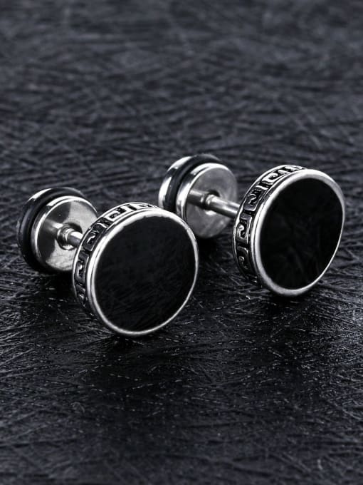 Open Sky Fashion Tiny Black Round Titanium Stud Earrings 2