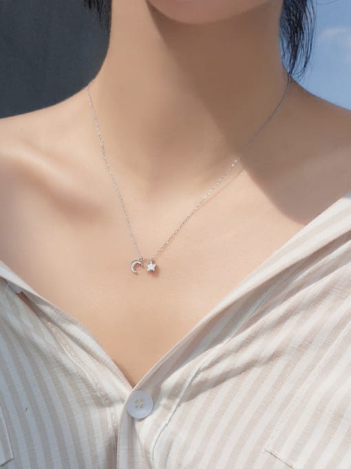Peng Yuan Tiny Moon Star Zircon Necklace 1
