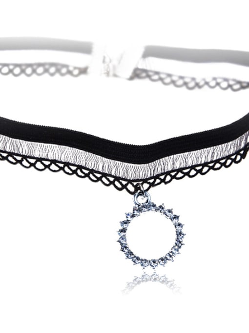 X267 full drill circle Stainless Steel With Fashion Animal/flower/ball Lace choker Necklaces