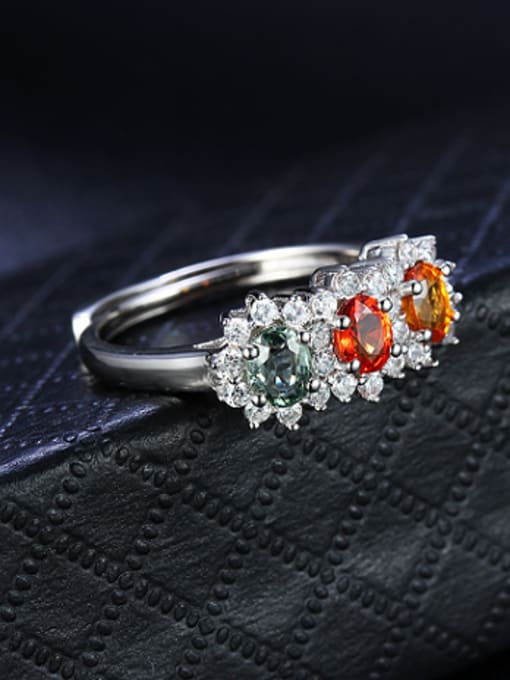 Deli Platinum Plated Multi-color Gemstones Multistone ring 2