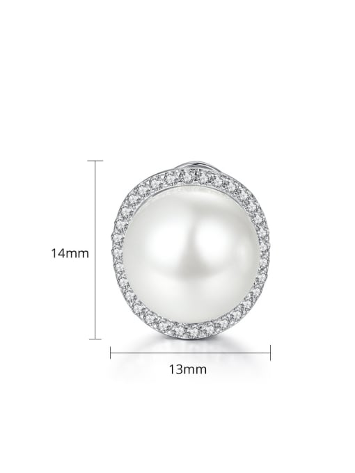 BLING SU Copper With Platinum Plated class Imitation Pearl Stud Earrings 3