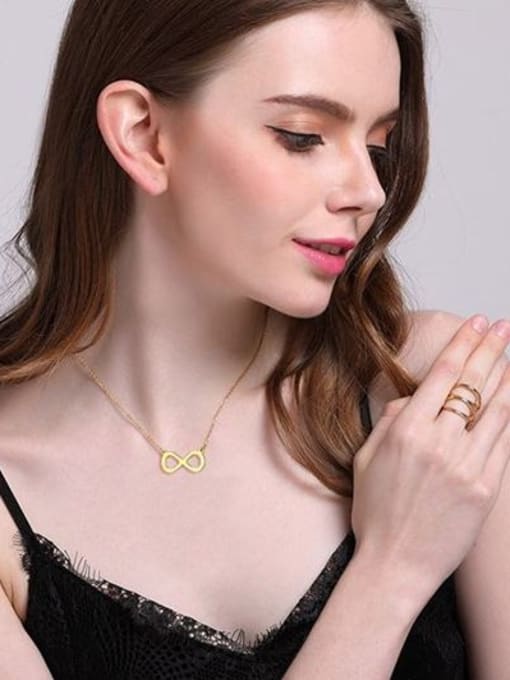 CONG All-match Gold Plated Number Eight Shaped Titanium Necklace 1