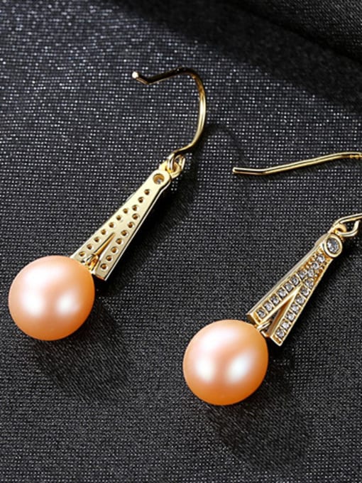 Pink Sterling silver natural freshwater pearls micro-set 3A zircon earrings
