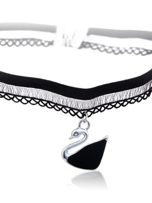 X215 Black Swan Stainless Steel With Fashion Rosary Necklaces