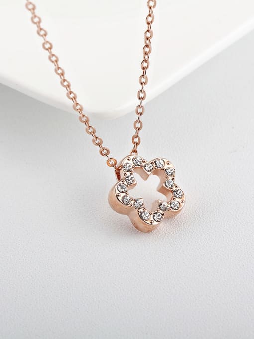 OUXI Simple Style Rose Gold Crystal Necklace 1