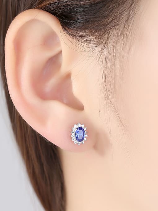 CCUI Sterling silver AAA zircon classic blue semi-precious stone earring 1