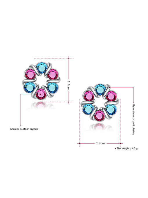Ronaldo Colorful Flower Shaped Austria Crystal Two Pieces Jewelry Set 1