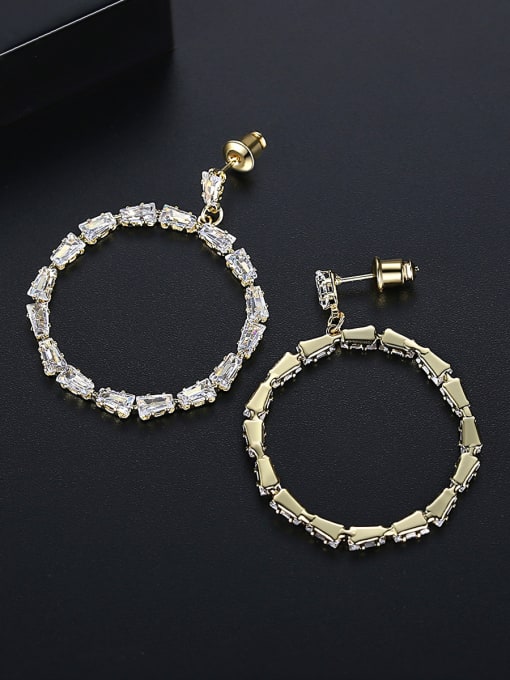 BLING SU Copper With  Cubic Zirconia  Simplistic Round Hoop Earrings 2