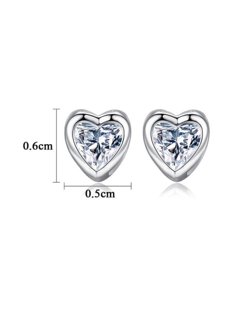 CCUI 925 Sterling Silver With Cubic Zirconia Cute Heart Stud Earrings 4