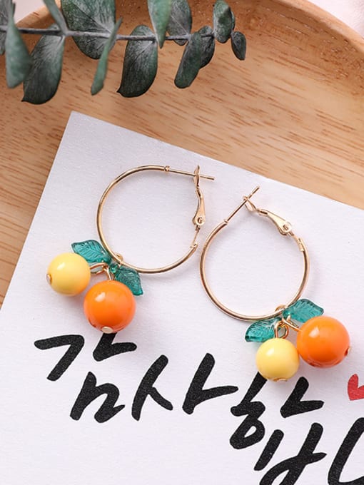 W3206A orange (earrings) Alloy With Gold Plated Cute Cherry Stud Earrings