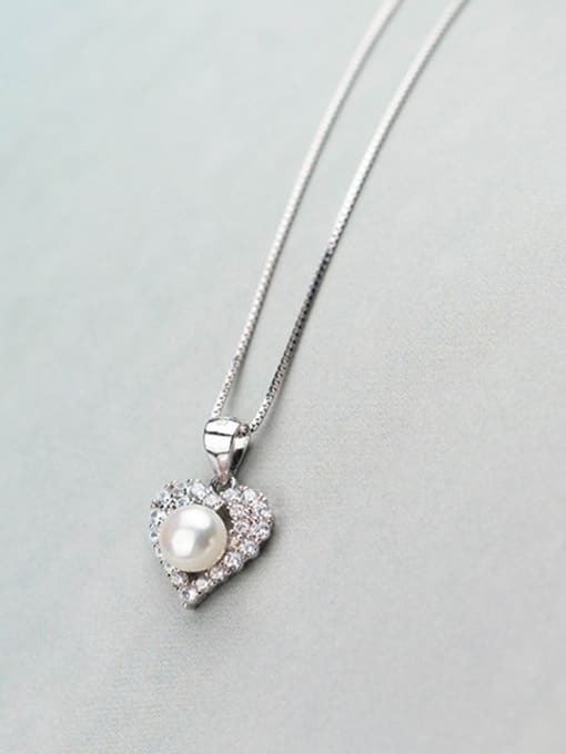 Rosh Fashion Heart Shaped Artificial Pearl S925 Silver Pendant 1