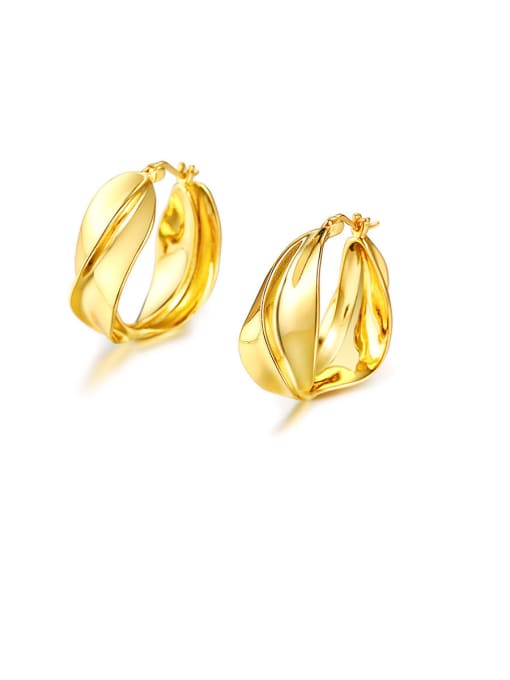 CONG Stainless Steel With Gold Plated Simplistic Round Clip On Earrings 4
