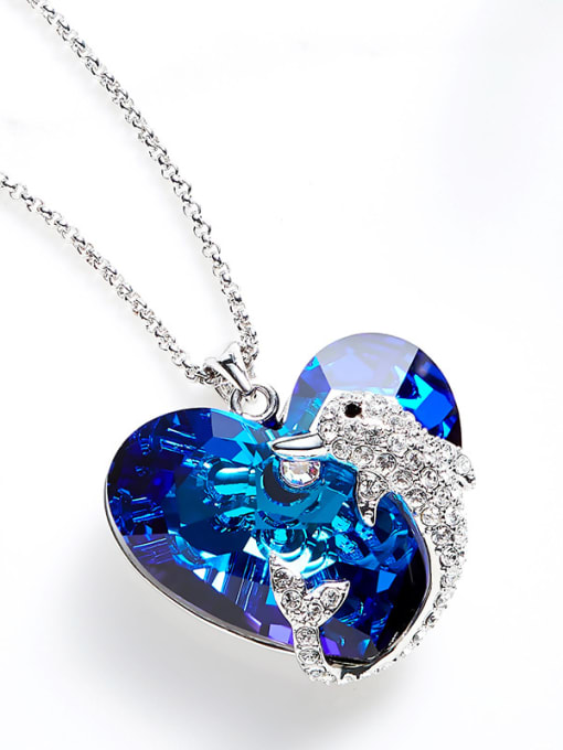 CEIDAI Fashion Heart shaped austrian Crystal Dolphin Necklace 2