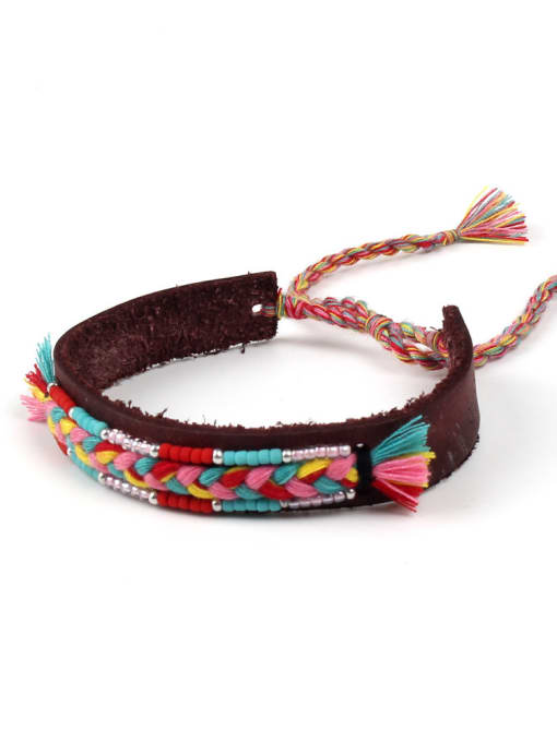 handmade Retro Style Colorful Woven Leather Rope Bracelet 1