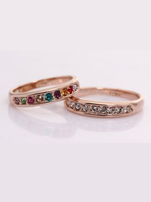 OUXI Austria Rose Gold Crystal band rings 1